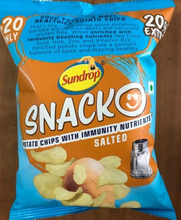 SUNDROP SNACKO CHIPS SALTED 20/-