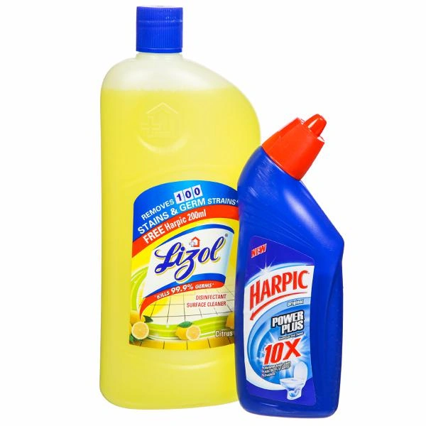 LIZOL FLOOR CLEANER CITRUS975ML+HARPIC 200ML