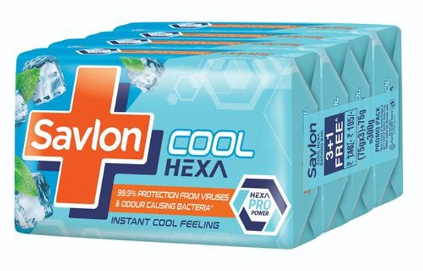 SAVLON SOAP COOL HEXA 75G*3+1