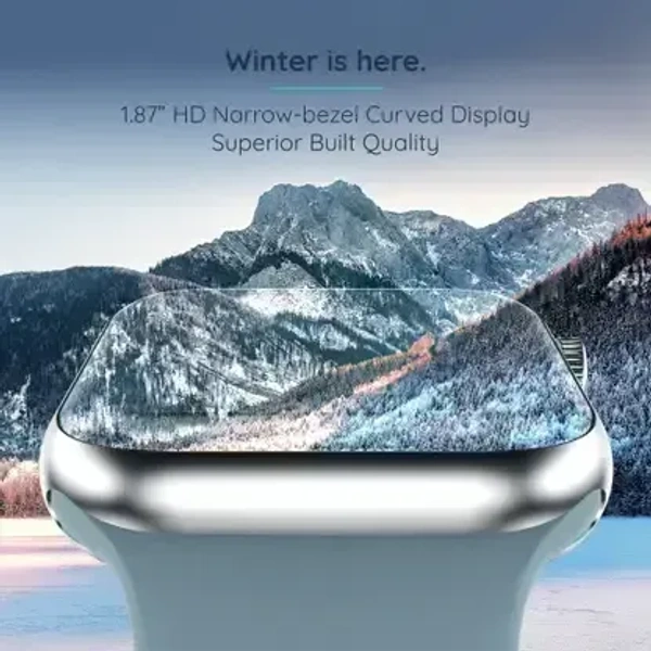 PEBBLE Pebble Frost 1.87'' BT Calling with 2.5D Curved HD Display, AI Voice Assisst Smartwatch Free Size (Winter Blue) - Blue