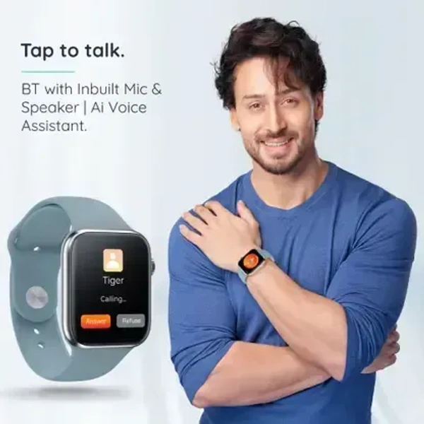 PEBBLE Pebble Frost 1.87'' BT Calling with 2.5D Curved HD Display, AI Voice Assisst Smartwatch Free Size (Winter Blue) - Blue