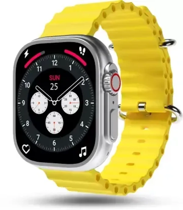 Pebble Crest 2.02"Infinite Display,Rugged Design,BT Calling,Rotating Crown,Health Suite Smartwatch  (Yellow Strap, Free Size) - Yellow