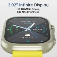 Pebble Crest 2.02"Infinite Display,Rugged Design,BT Calling,Rotating Crown,Health Suite Smartwatch  (Yellow Strap, Free Size) - Yellow