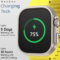 Pebble Crest 2.02"Infinite Display,Rugged Design,BT Calling,Rotating Crown,Health Suite Smartwatch  (Yellow Strap, Free Size) - Yellow