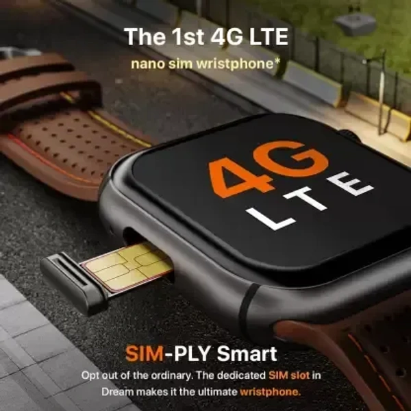 FireBoltt Fire-Boltt Dream WristPhone - 4G SIM/LTE/WiFi, Android OS, Play store unlimited apps, GPS Smartwatch  - Black & Orange