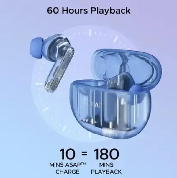 BOAT Boat Airdopes 191 ANC Active Noise Cancellation Bluetooth  (Pellucid Blue, True Wireless)