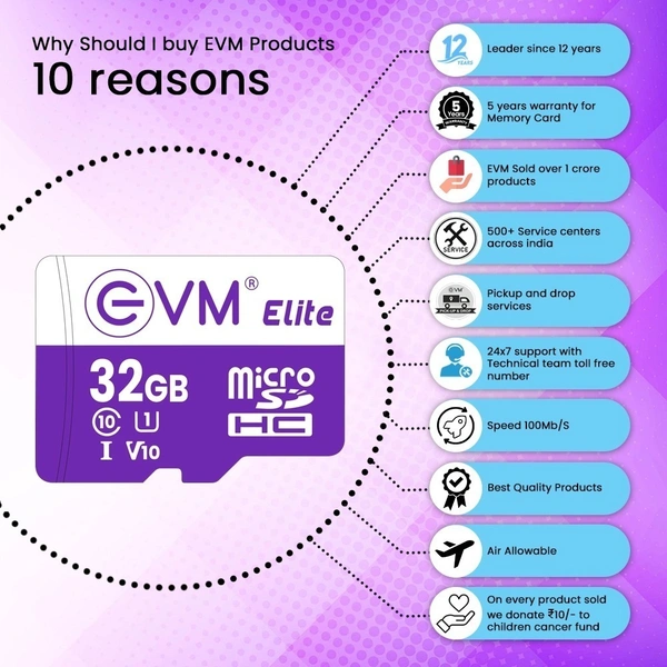 EVM Elite 32GB Micro SD HC CLASS 10 100MB/S - 32 GB