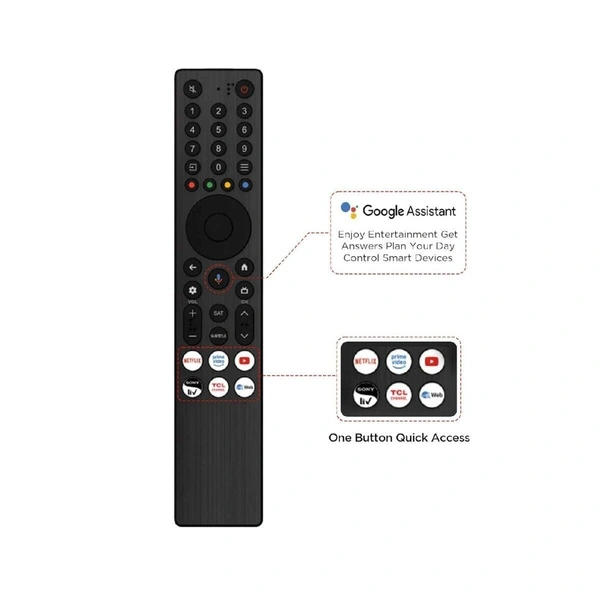 VEV TCL "Q" LED Smart TV Remote Compatible With TCL "Q" LED Smart TV With Hot Keys Netflix, Primevideo, YouTube, SonyLiv, TCL Channel, Web Search Function (BLACK)