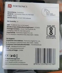 PORTRONICS Portronics Harmonics TWINS 24, POR 1423 Earbuds With ENC, Bluetooth 5.0, 13mm Driver, 15Hrs Playtime, Type C Charging, Dual Mic.(White) - White