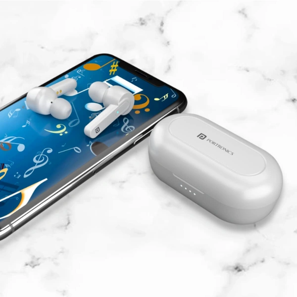 PORTRONICS Portronics Harmonics TWINS 24, POR 1423 Earbuds With ENC, Bluetooth 5.0, 13mm Driver, 15Hrs Playtime, Type C Charging, Dual Mic.(White) - White