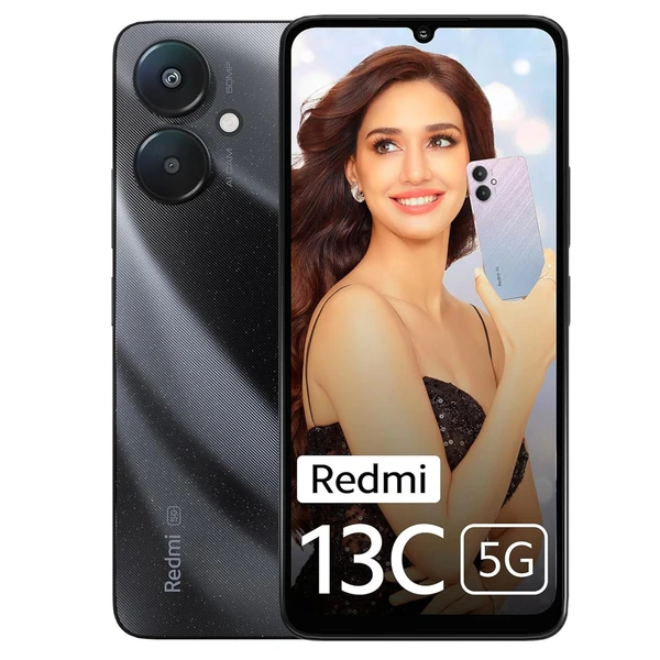 REDMI  Redmi 13C 5G | 4GB RAM | 128GB Storage | MediaTek Dimensity 6100+ 5G | 90Hz Display (Starlight Black) - 4 GB