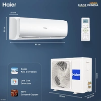 Haier 1.5 Ton 2 Star Fixed Speed Split AC Copper, Antibacterial Filter, HSU18T-TQS2BE-FS  (White)