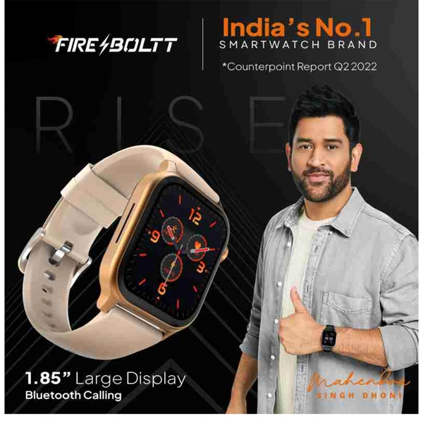 Firebolt Fire-Boltt Rise BT Calling,1.85", Voice Assistance & 123 Sports Single BT Connection Smartwatch  (Beige) - Beige