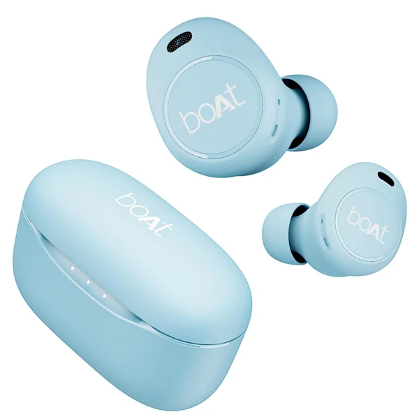 boAt Airdopes 121V2 Plus TWS Earbuds with 50 HRS Playtime| 10mm Drivers | Beast Mode (50ms) (Marine Blue) - Aquamarine Blue