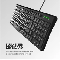 Portronics Ki-Pad 2 USB Wired Keyboard with 104 Keys, Dual Color Chicklet Keys, Rupee Symbol (₹) Key, Noiseless Typing, 1.5 m Long Cable, 10 Million Keystrokes Long Life for PC, Laptop & USB-Supported Devices (Black)