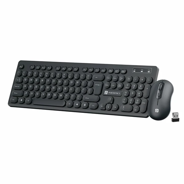 Portronics Key6 COMBO Wireless Keyboard and Mouse Set with 2.4 GHz USB Receiver, Noiseless Typing, Adjustable DPI Upto 1600, Spill Resistant & Anti-Fade Keys for PC, Laptop, MacBook (Black)