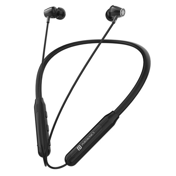 Portronics Harmonics Z3 Wireless Bluetooth 5.3 Neckband in Ear Earphones with Mic, 30Hrs Playtime, Magnetic Latch, IPX5 Water Resistant, Type C Fast Charging (Black)
