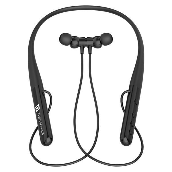Portronics Harmonics Z4 Wireless Bluetooth 5.3 Neckband in Ear Earphones with Mic, 30Hrs Playtime, Gaming Mode, Voice Assistance, Magnetic Latch, IPX4 Water Resistant, Type C Fast Charging (Black)