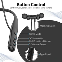 Portronics Harmonics Z4 Wireless Bluetooth 5.3 Neckband in Ear Earphones with Mic, 30Hrs Playtime, Gaming Mode, Voice Assistance, Magnetic Latch, IPX4 Water Resistant, Type C Fast Charging (Black)