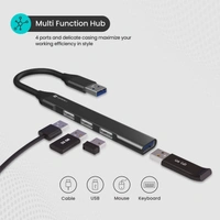 Portronics Mport 31 USB Hub (4-in-1), Multiport Adapter with 1 x USB 3.0 & 3 x USB 2.0 Ports, up to 5 Gbps High Speed Data Transfer for Laptop/PC (Grey)