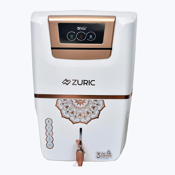 Zuric AQUA Zuric RO Water Purifier With Alkaline, UV+UF+TDS, Active Copper and Taste Adjuster, 13L Storage White Home and Kitchen Use