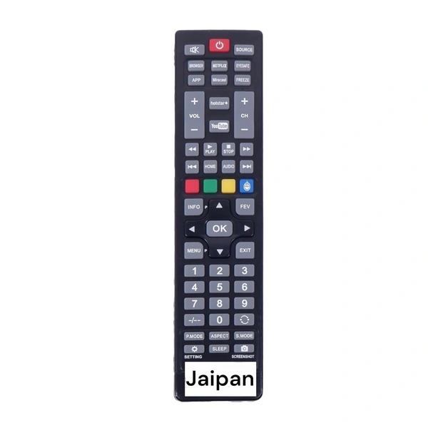 VEV Jaipan Smart TV Remote Compatible With Jaipan Smart TV Remote With Hot Keys Browser, Netflix, Miracast, Freeze, Hotstar, YouTube, Screeenshot Function (BLACK)