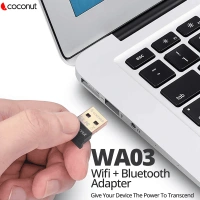 COCONUT Coconut WA03 Bluetooth Wireless Adapter, Bluetooth ver5.0, Gold Plated (Black) - Black