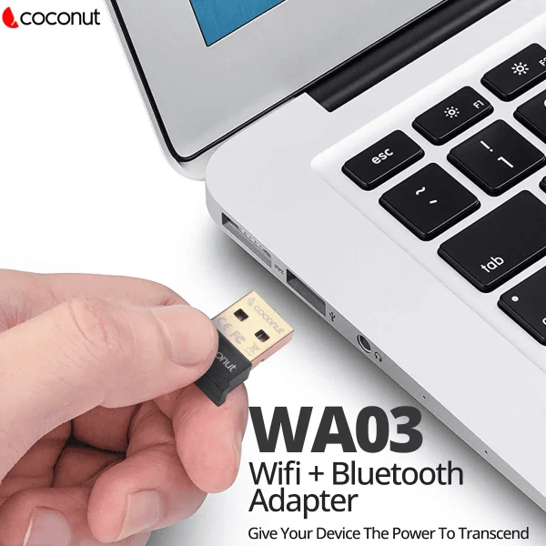 COCONUT Coconut WA03 Bluetooth Wireless Adapter, Bluetooth ver5.0, Gold Plated (Black) - Black