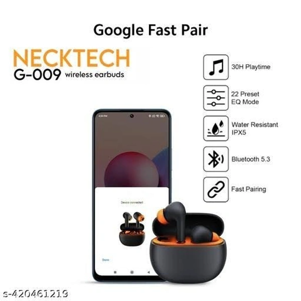 Airdopes Boat airdopes G-009 true wireless earphone with 13 mm drivers immersive sound. Fast charging, iwp technology. Type C charging. Integrated controls with One press voice assistant, total playback 24 hrs, ENx technology, IPXS water resistance, instant response touch control, In buit mic. - Green