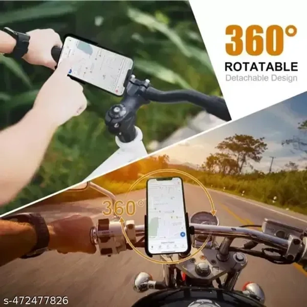 VEV C1 Universal Bike Mount Holder, 360 Degree Rotating, Metal Body, Handlebar Cradle Stand for Bicycle, Motorcycle, Fits All Smartphones, (Black) - Black