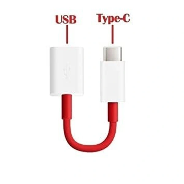 One Plus 80W | Type C OTG Cable Connector Cord Pendrive Compatible with All C Type Supported Mobile Smartphone (White & Red)