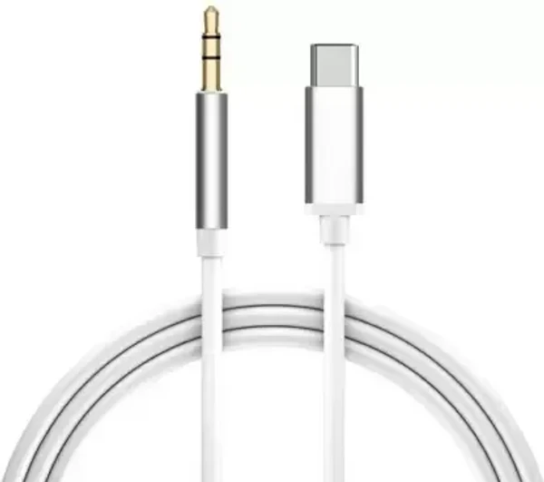 VEV JH-030 | USB Type C Cable 1 m 3.5mm Type C Male Stereo Audio Aux Cable for all Smartphones | (White)