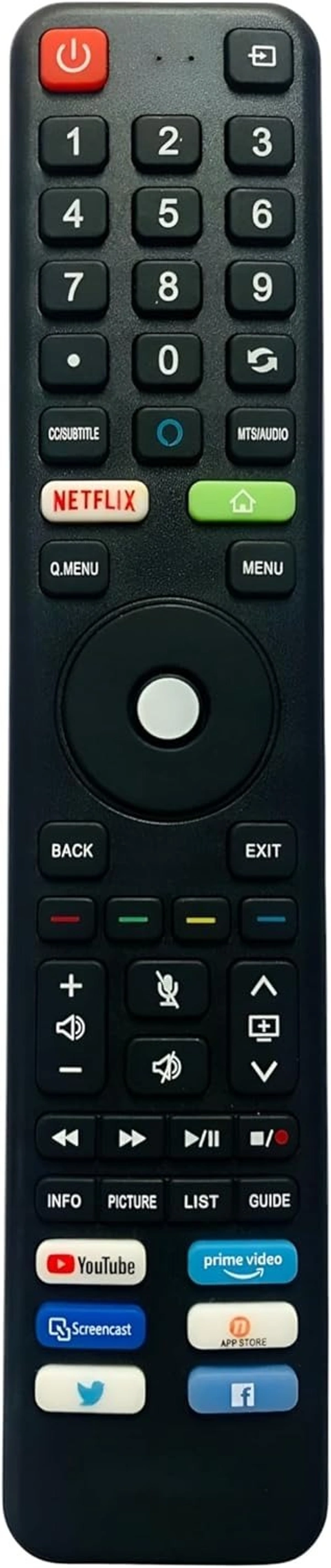 VEV I Flix Smart TV Remote Compatible With I Flix Smart TV Remote With Netflix, YouTube, Prime video, Screencast, App Store, Facebook, Twitter Function (BLACK)