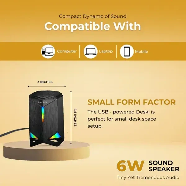 LAPCARE Deski 2.0 Computer Speaker (LUS-009) - Black
