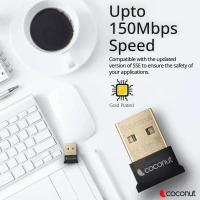 COCONUT Coconut WA03 Bluetooth Wireless Adapter, Bluetooth ver5.0, Gold Plated (Black) - Black
