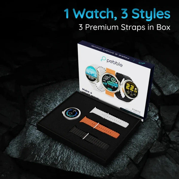 Pebble Forte 1.50" (3.81 cm) HD Infinite Display, BT Calling, Health Suite, Multi Sports, Premium Build, Alaram & Notification