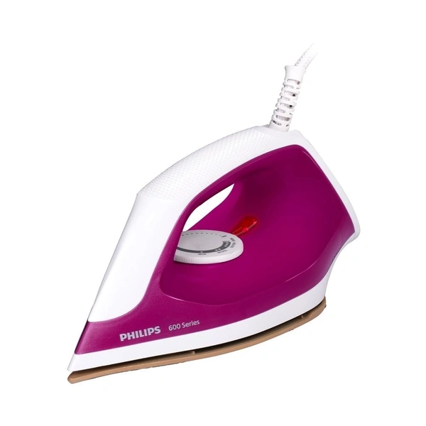Philips Dry Iron (DST0610/30) with 3 year warranty (World No.1 Ironing Brand) Powerful 1000 Watts for Fast heat up & Golden Advanced Alloy Soleplate with Uniform Heat Distribution (Magenta Pink) - Magenta Pink