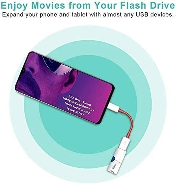 One Plus 80W | Type C OTG Cable Connector Cord Pendrive Compatible with All C Type Supported Mobile Smartphone (White & Red)