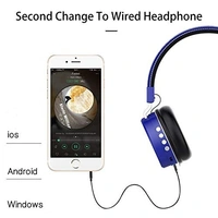 VEV SH-12 Wireless Bluetooth Headphones On Ear, Lightweight & Foldable.SD Card,TF, AUX, Supported (Blue) - Blue