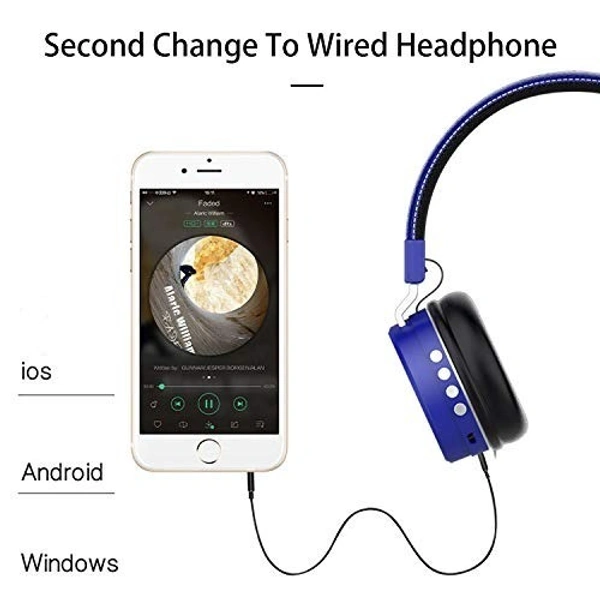 VEV SH-12 Wireless Bluetooth Headphones On Ear, Lightweight & Foldable.SD Card,TF, AUX, Supported (Blue) - Blue