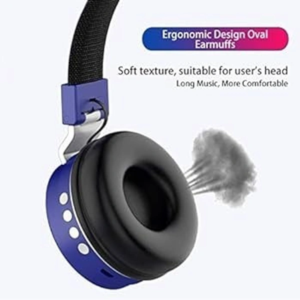 VEV SH-12 Wireless Bluetooth Headphones On Ear, Lightweight & Foldable.SD Card,TF, AUX, Supported (Blue) - Blue