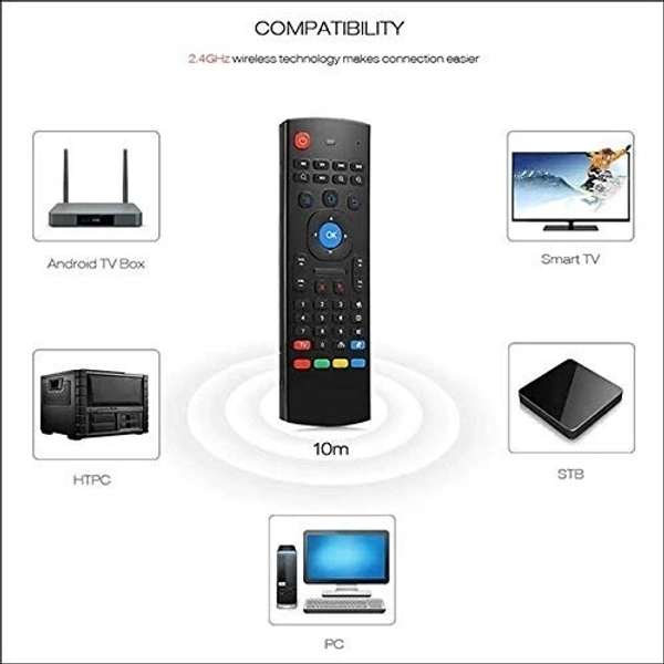 VEV Smart Universal TV Remote Air Mouse, Wireless Keyboard Fly Mouse 2.4GHz Connection IR Learning Keyboard Mouse for Android TV Box/PC/Smart TV/Projector/HTPC/All-in-one PC/TV