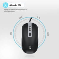 Portronics Toad 21 Wired Optical Mouse for Laptop/PC with Adjustable DPI, 1.5 M Length(Black)