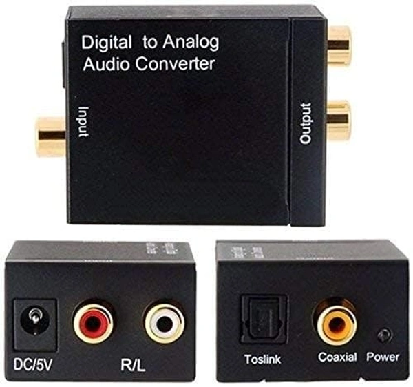 VEV  Digital to Analog Converter,  Coaxial or Toslink digital audio signals to analog L/R audio (Black)