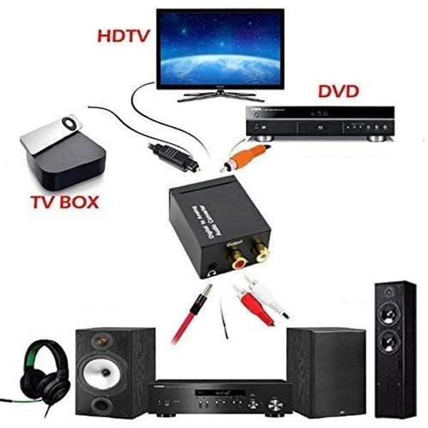 VEV  Digital to Analog Converter,  Coaxial or Toslink digital audio signals to analog L/R audio (Black)