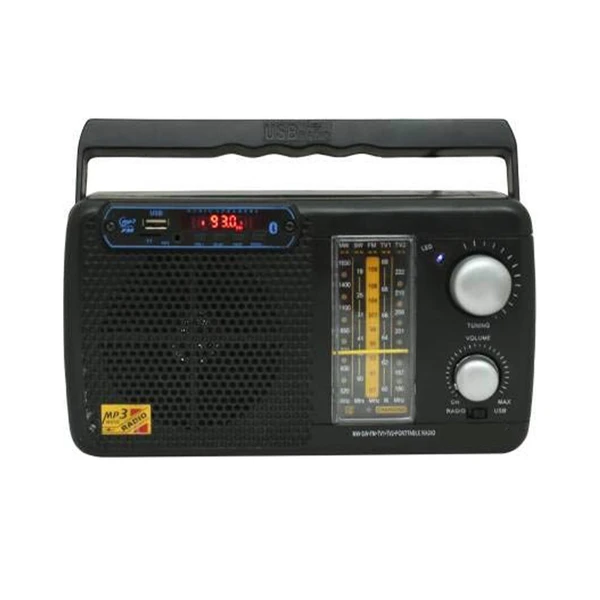 Staro Portable Radio With USB | MW/SW/FM | Inbuilt 4.5 Battery (Black)