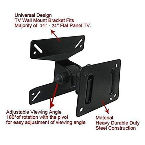 Maxicom M-37 Tv Stand Wall Mount Stand for 14" to 25", 180 Degree Rotation LED Bracket Power Revolving TV Stand  (Black)