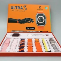 ULTRA 3 Ultra Smart Watch With 7 in 1 Straps 2.01 Infinite Display BT Calling Sports Mode Fitness 7 Belt for Men & Women Smartwatch (7 Multicolor Strap, Free Size)