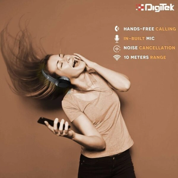 Digitek DBH 006 Wireless Bluetooth Over The Ear Headphone with Mic (Black)