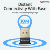 COCONUT Coconut WA03 Bluetooth Wireless Adapter, Bluetooth ver5.0, Gold Plated (Black) - Black